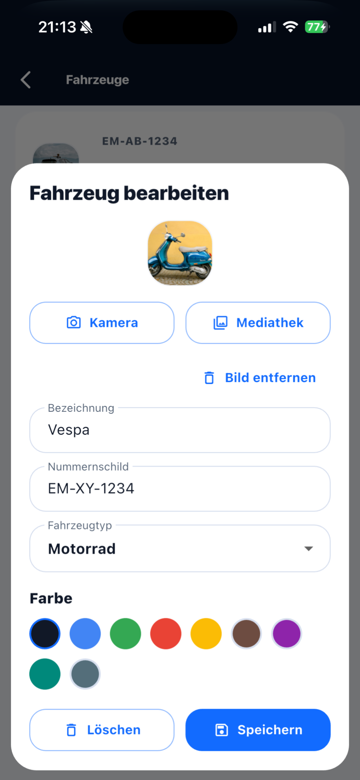 Routeo Fahrzeuge screenshot
